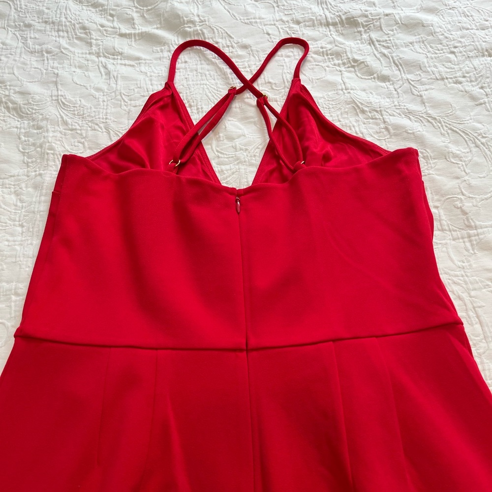 Express Deep V Red Jumpsuit - Picture 7 of 7